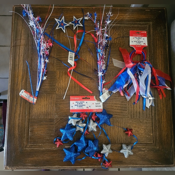 Patriotic Party Decoration Set -Hair Ties, Garland And Decor - Picture 1 of 7